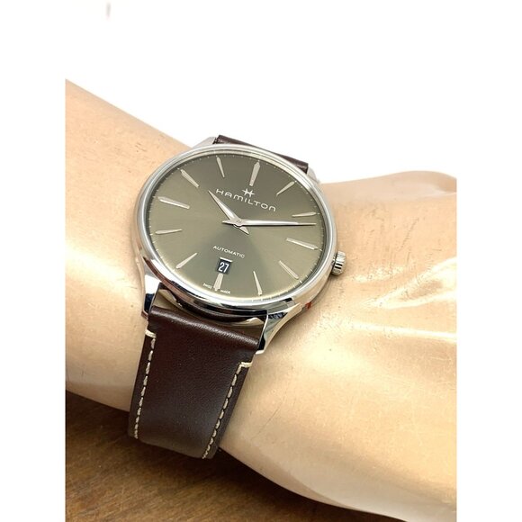 Hamilton Men's Watch H38525561 Swiss Automatic Green Dial Leather Band 40mm - Picture 6 of 15